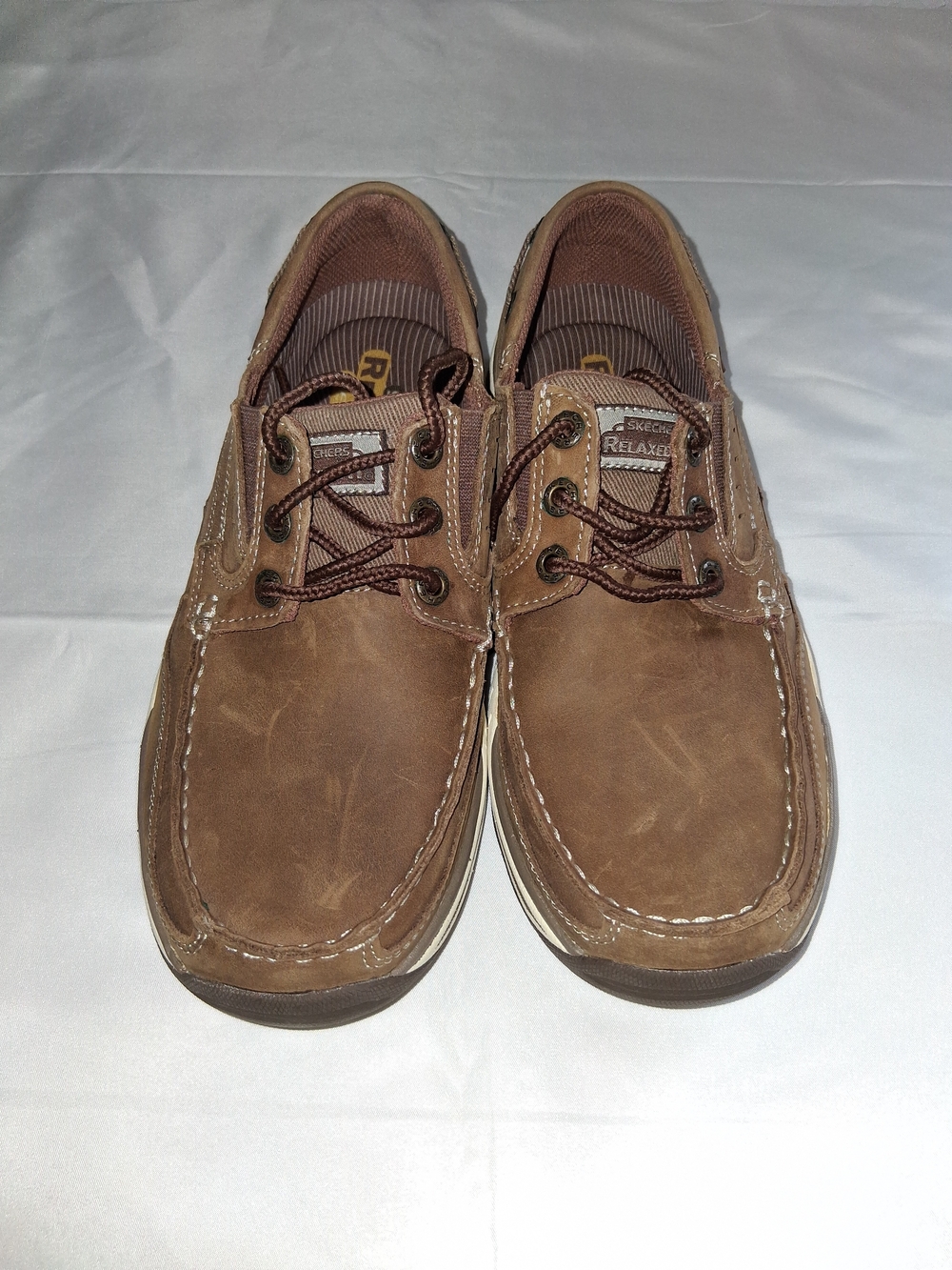 Skechers Relaxed Fit Brown Leather Lace-Up Boat Shoes